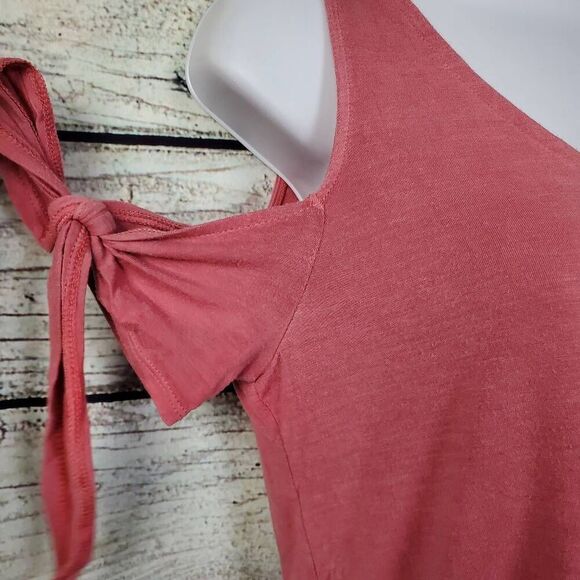 American Eagle Soft & Sexy Cold Shoulder Tie Sleeve Top XS Rose Pink Flowy Tee - Picture 3 of 7